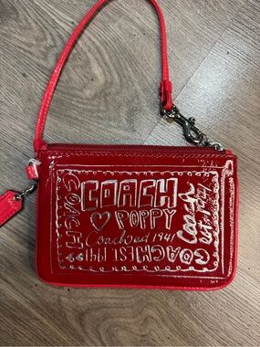 COACH Poppy Red Patent Leather Wristlet
